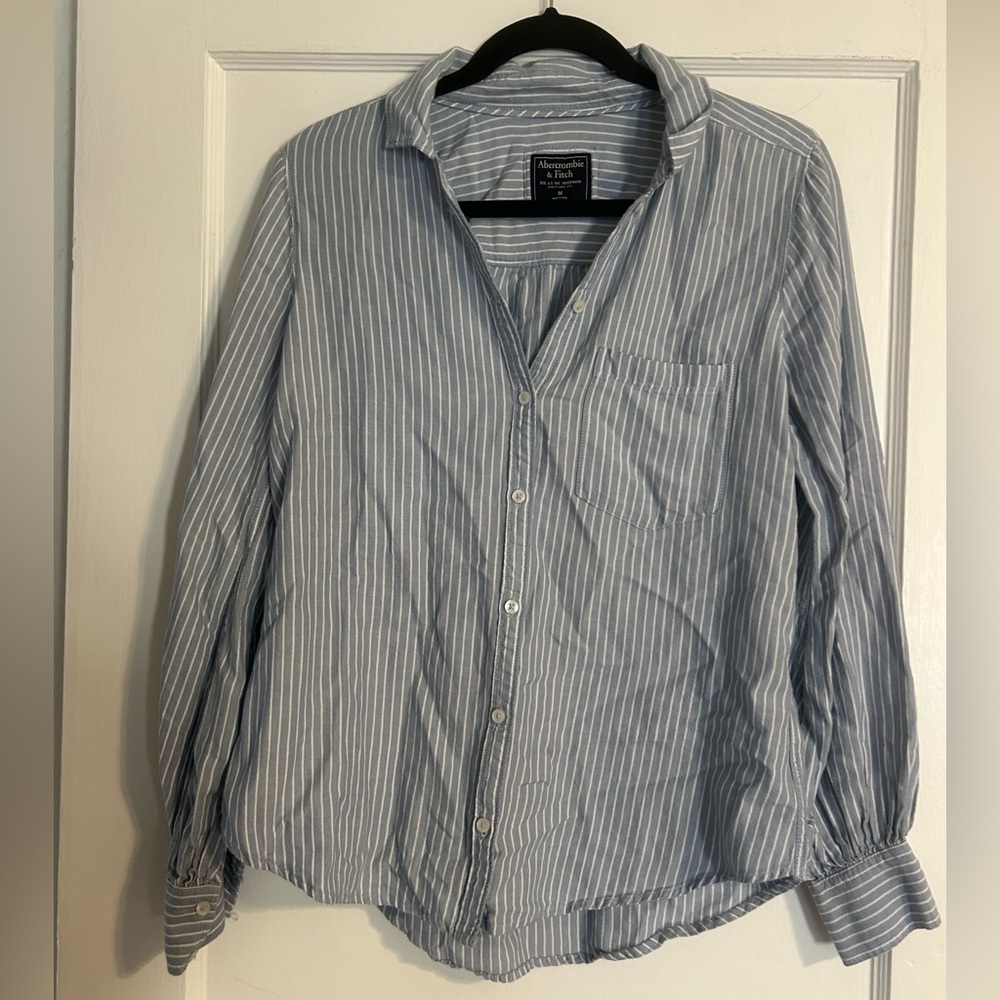 A&F | Women’s Button Up Blue and White Stripes